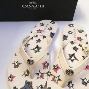 Coach Abigail Chalk Star Flip Flops NIB